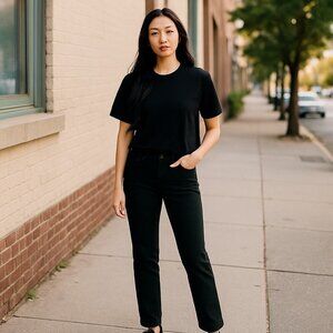 𝅺levi's Black Washed Stretch Mid Rise Skinny 5 Pocket Denim Jeans Size 12